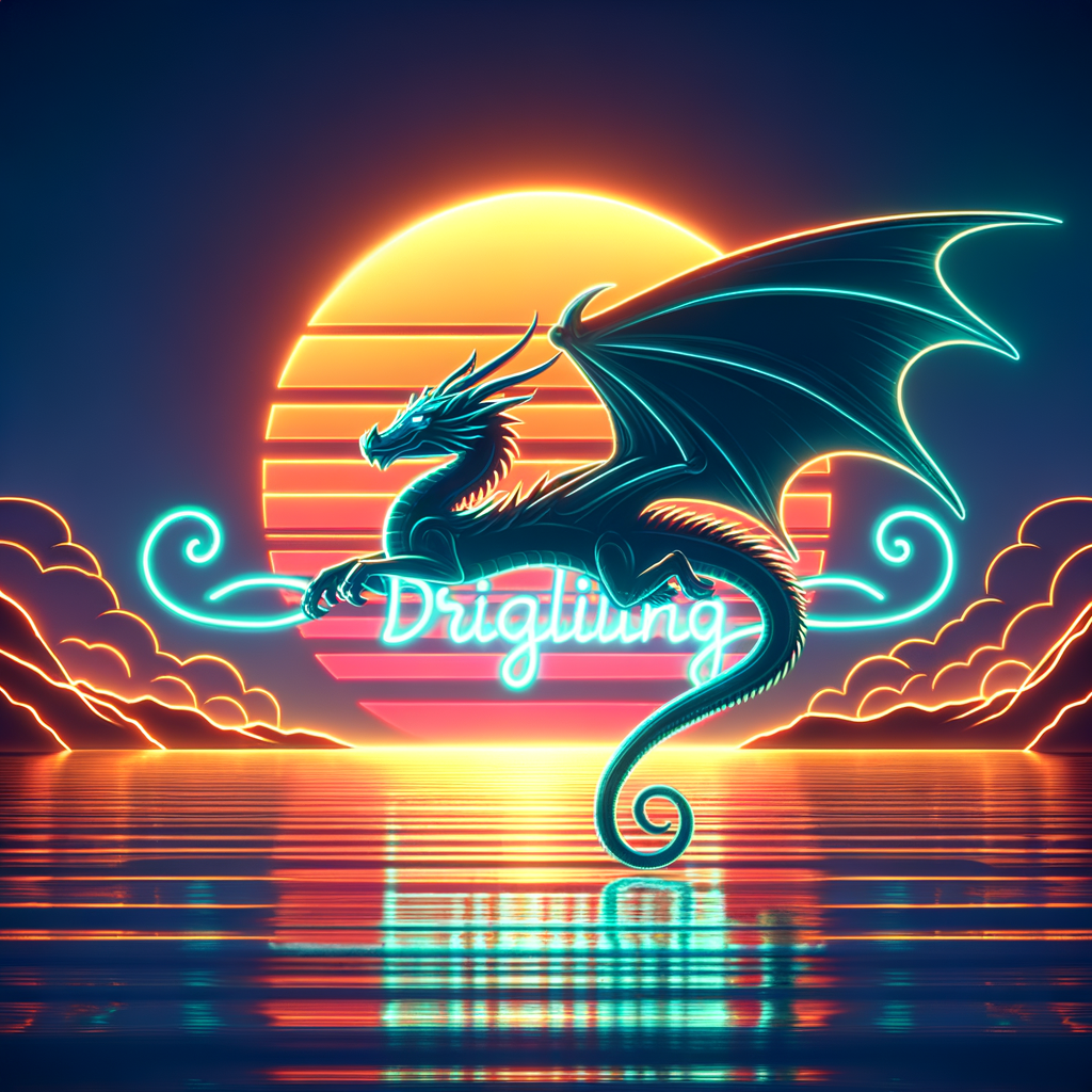 un gentil dragon survolant la mer avec un couché de soleil
